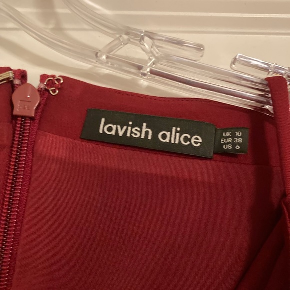 Lavish Alice Burgundy Oxblood Red Cocktail Dress Long Sleeve Cutout - Picture 6 of 7